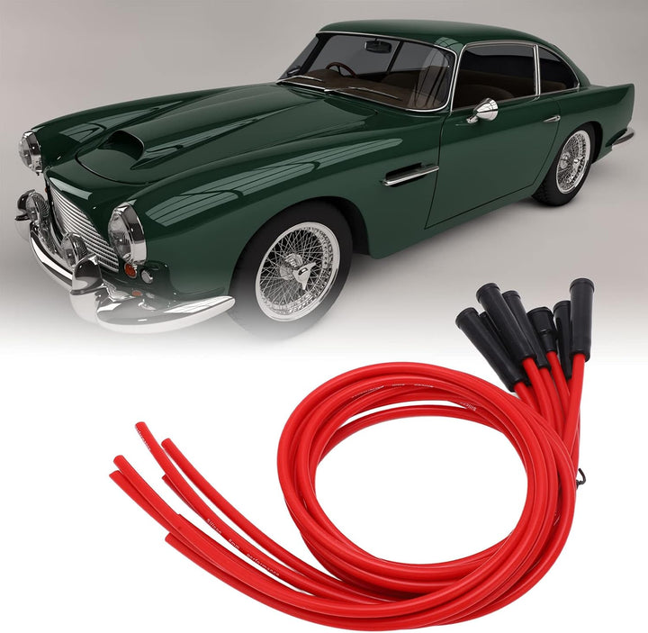 Zündkerzenkabel, Auto Zündkabel Set Rot 8mm Durchmesser 1m Länge Zündkabel Rot Ersatz für 6 Zylinder