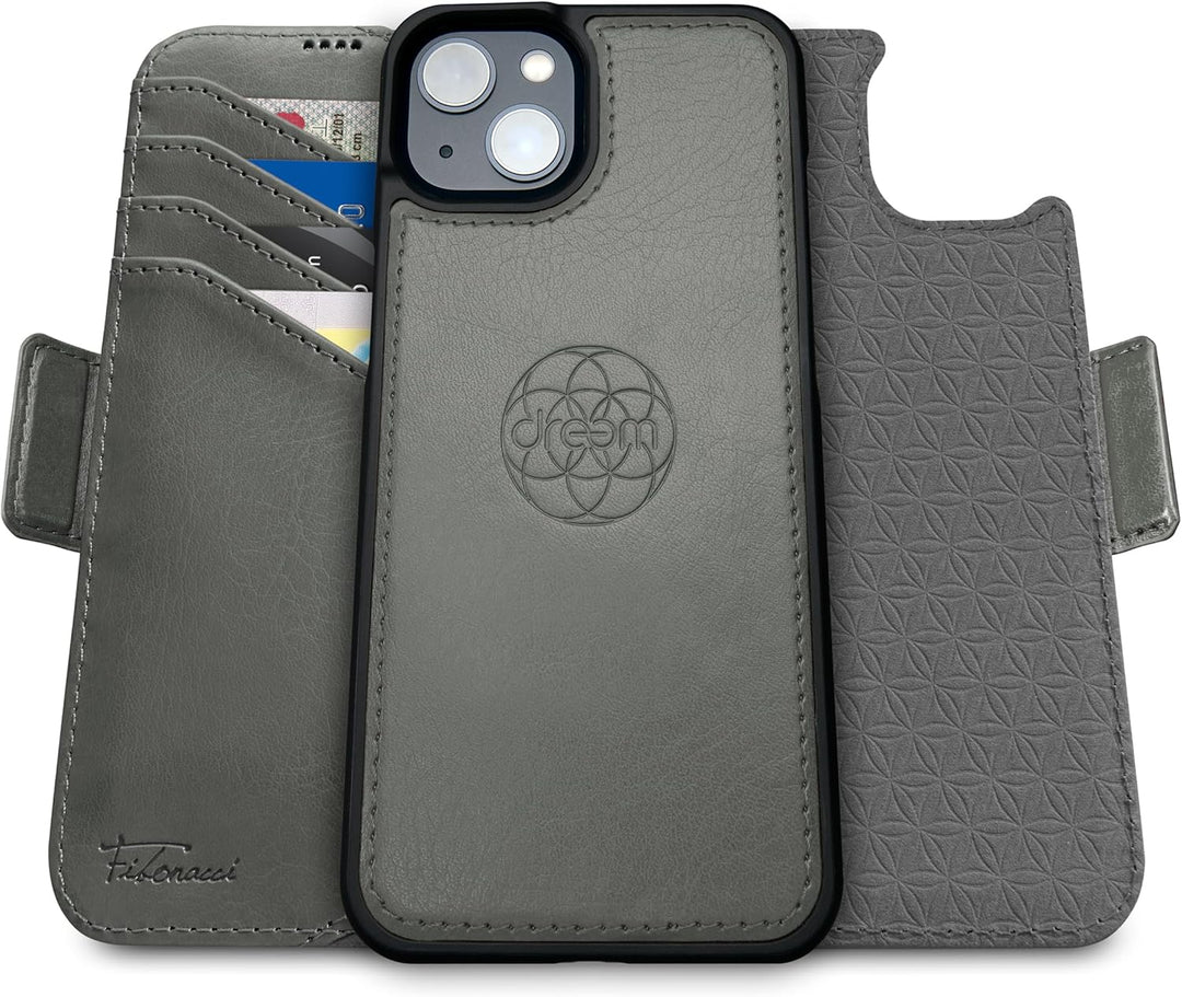 Dreem Fibonacci iPhone 15 Plus Brieftaschen-Etui / 2-in-1 stossfestes Etui und abnehmbares Folio aus