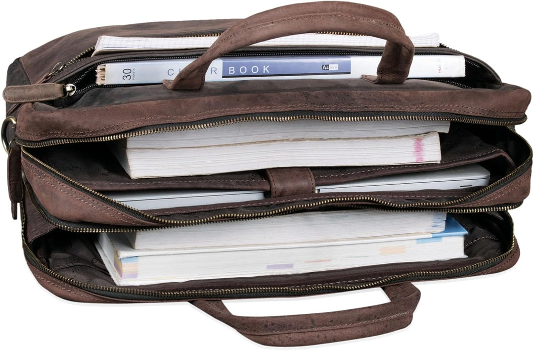 STILORD 'Conrad' Businesstasche Aktentasche Leder mit 15.6 Zoll Laptop-Fach Zweifachteilung Vintage