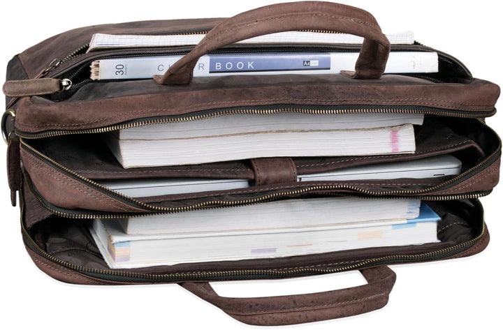 STILORD 'Conrad' Businesstasche Aktentasche Leder mit 15.6 Zoll Laptop-Fach Zweifachteilung Vintage