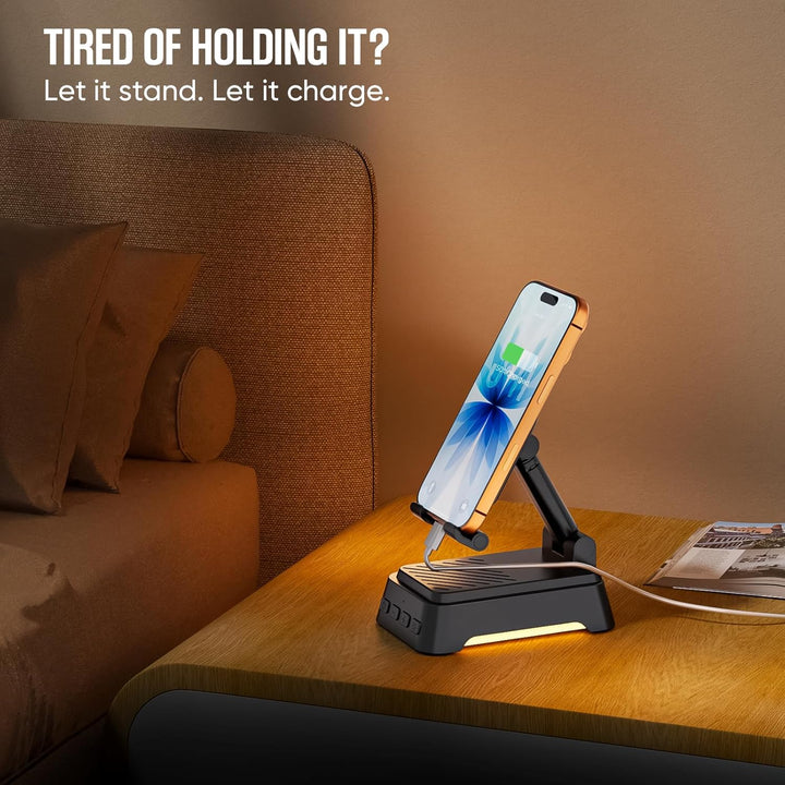 doopo Bluetooth Lautsprecher mit Licht,Faltbar Handyhalterung für Smartphones Tablets, 4-in-1 Tragba