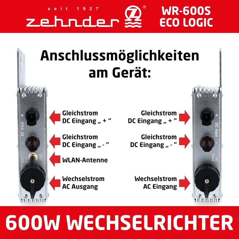 Zehnder WR-600S ECOLOGIC - Smart Micro Wechselrichter mit APP Steuerung - Effizientes Energiemanagme