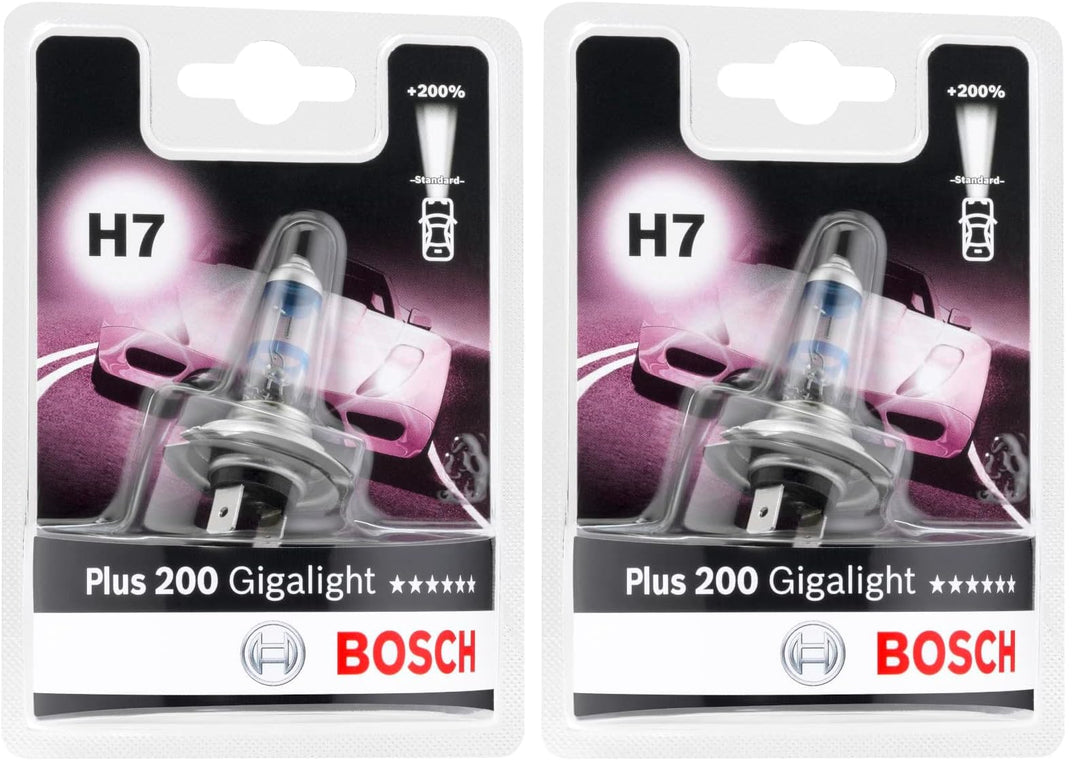 Bosch H7 Plus 200 Gigalight Lampe - 12 V 55 W PX26d - 1 Stück (Packung mit 2) 1er-Pack (Packung mit