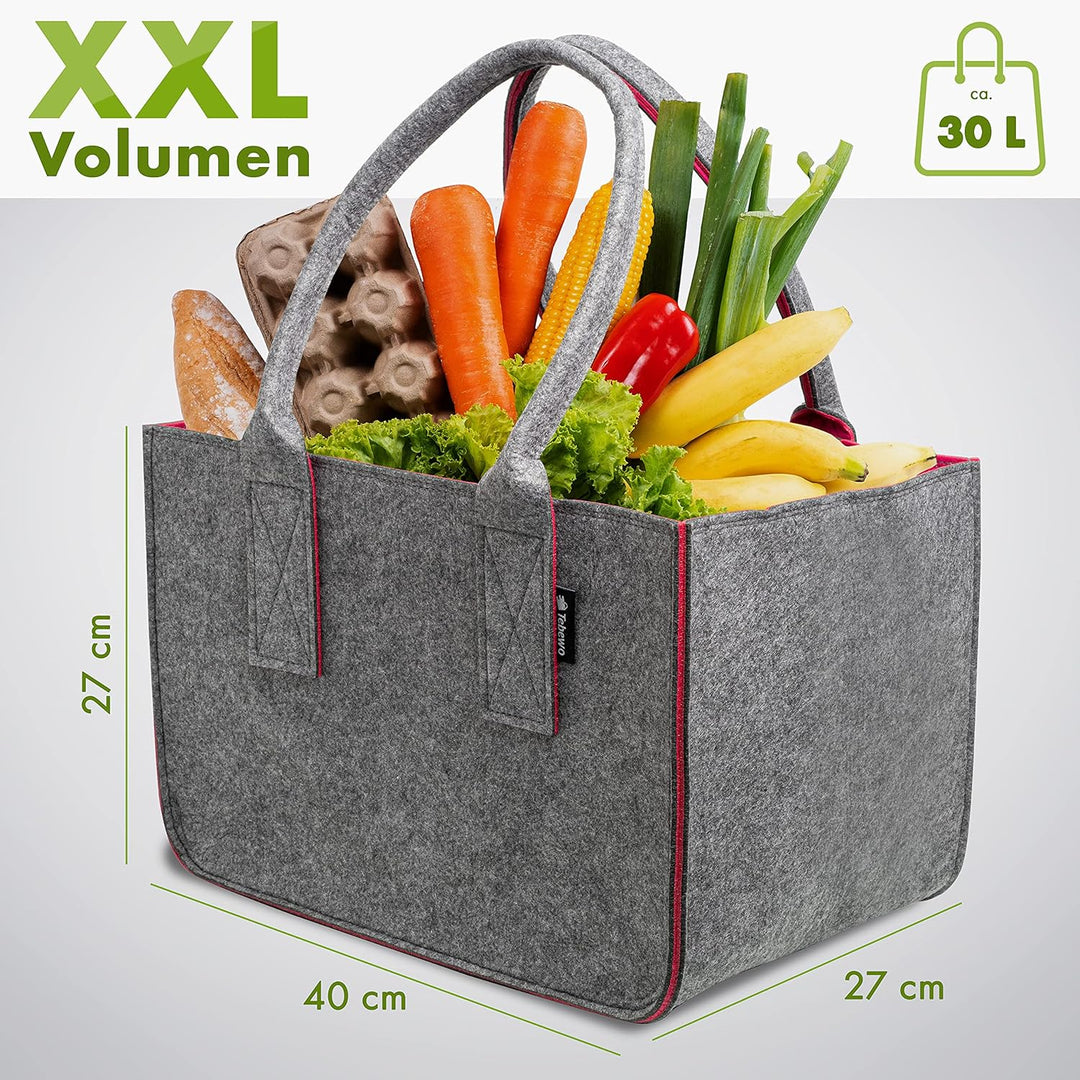 Filztasche - praktische Einkaufstasche - modische Shopping Bag - Einkaufskorb aus Filz - faltbare Tr