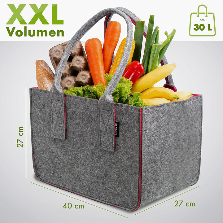 Filztasche - praktische Einkaufstasche - modische Shopping Bag - Einkaufskorb aus Filz - faltbare Tr