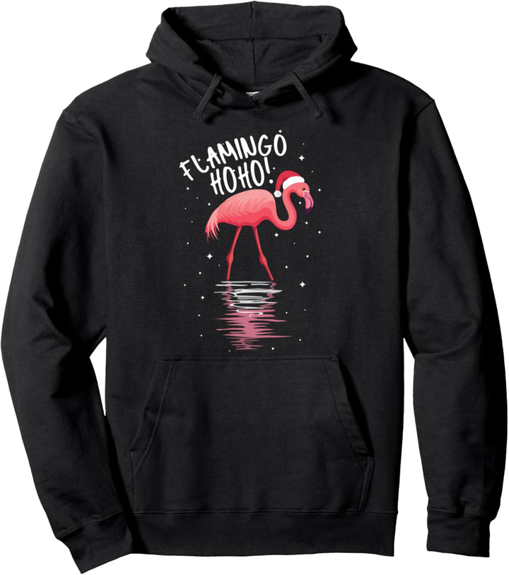 Flamingo Santa Christmas July Pullover Hoodie