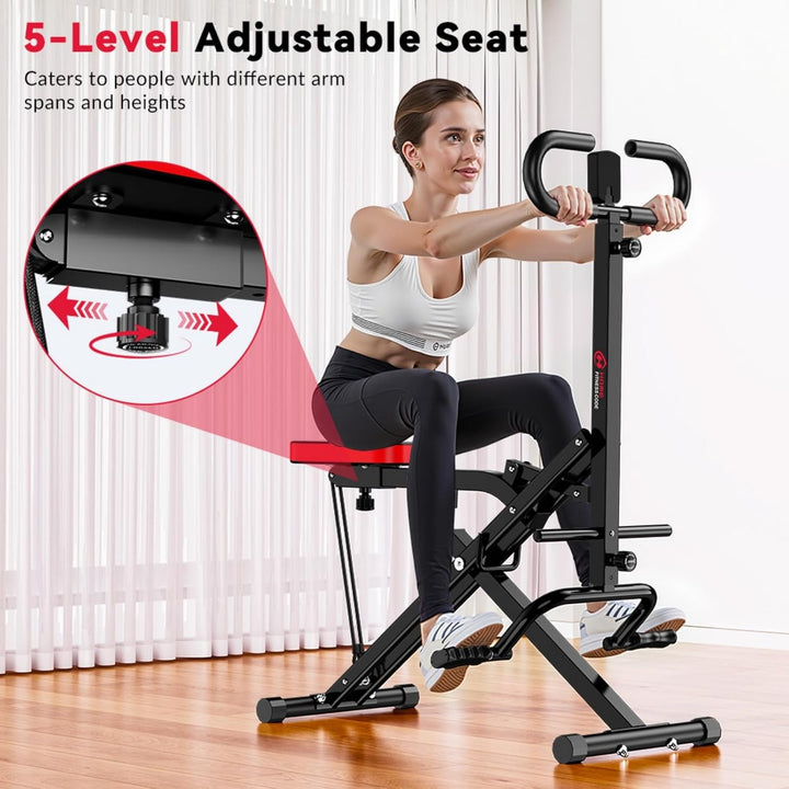 Squat Machine Faltbare Heimtrainer Fitnessgeräte, Assist Row-N-Ride Trainer, 165 kg belastbar, AB Bo