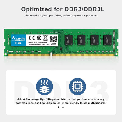 DDR3/DDR3L 32GB Kit (4x8GB) Desktop Arbeitsspeicher 1600MHz CL11 UDIMM Wlizedle Tischcomputer RAM PC