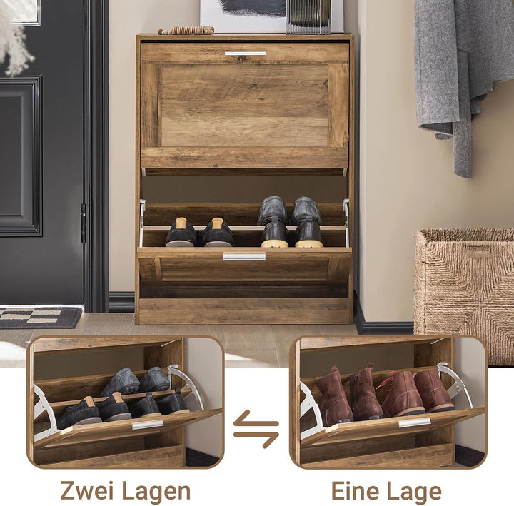 SoBuy Schuhschrank schmal Schuhkipper mit 2 Klappen – Platzsparendes Schuhregal geschlossen mit höhe