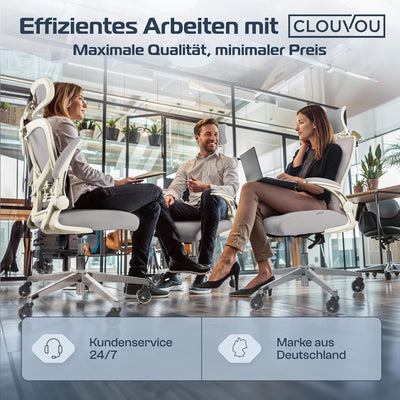 CLOUVOU SmartSeat Bürostuhl Ergonomisch [TESTSIEGER] Schreibtischstuhl 100% individuell einstellbar