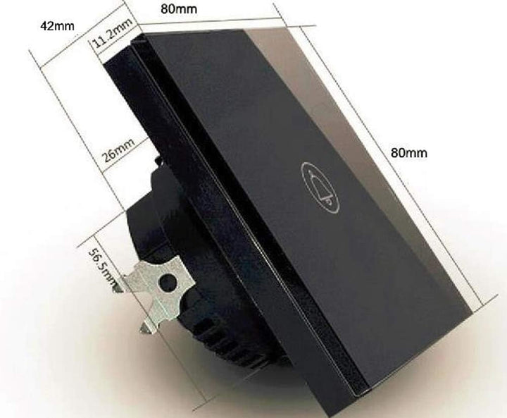 Touch Screen Wand Tür Glocke Schalter EU Standard Wandschalter 100W mit schwarzem Kristall Glas Scha