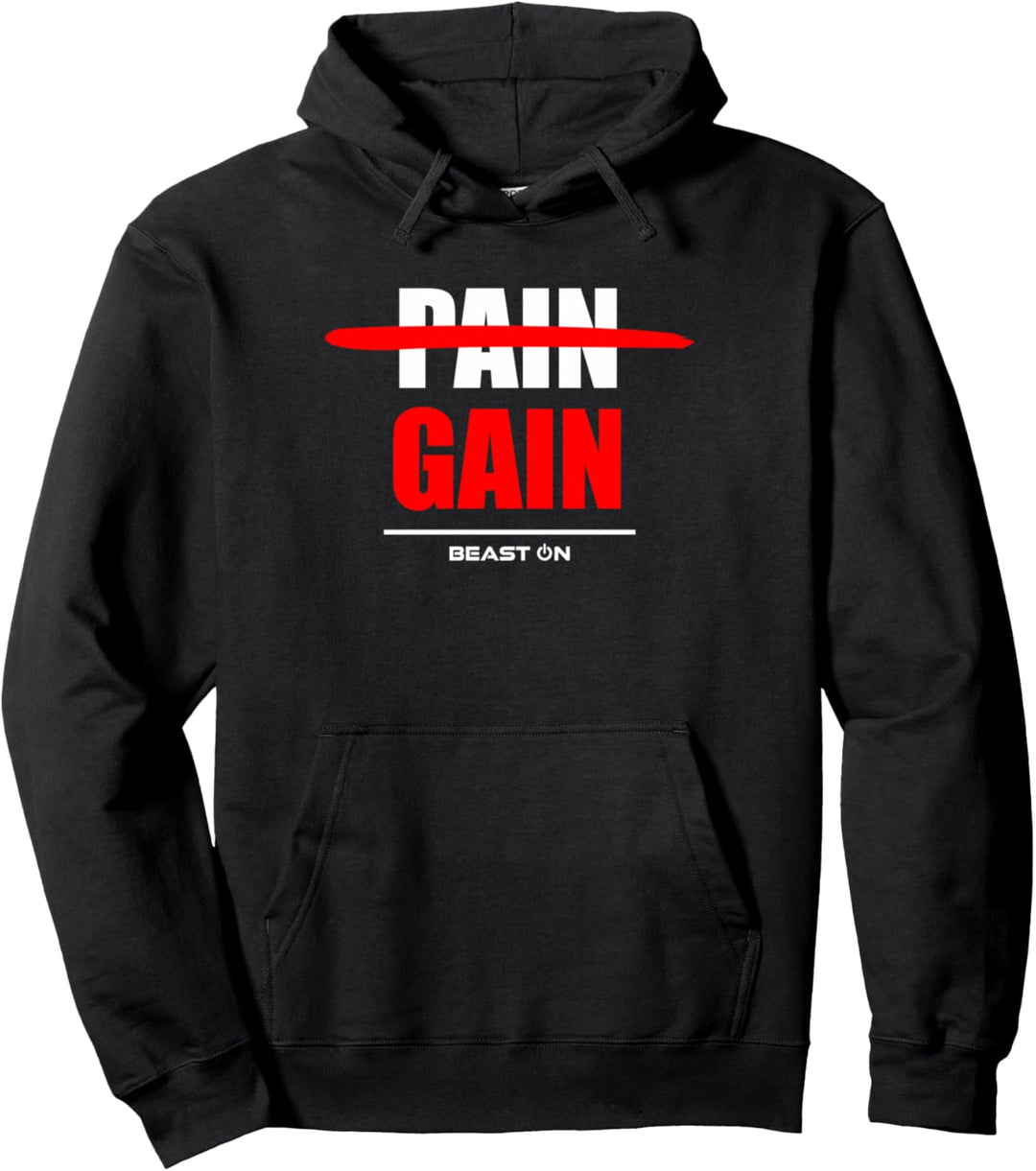 No Pain No Gain Red Workout Fitness Motivation Gym Sprüche Pullover Hoodie