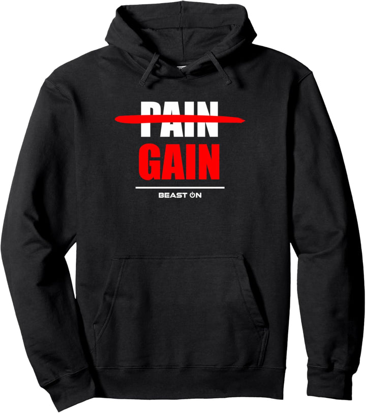 No Pain No Gain Red Workout Fitness Motivation Gym Sprüche Pullover Hoodie