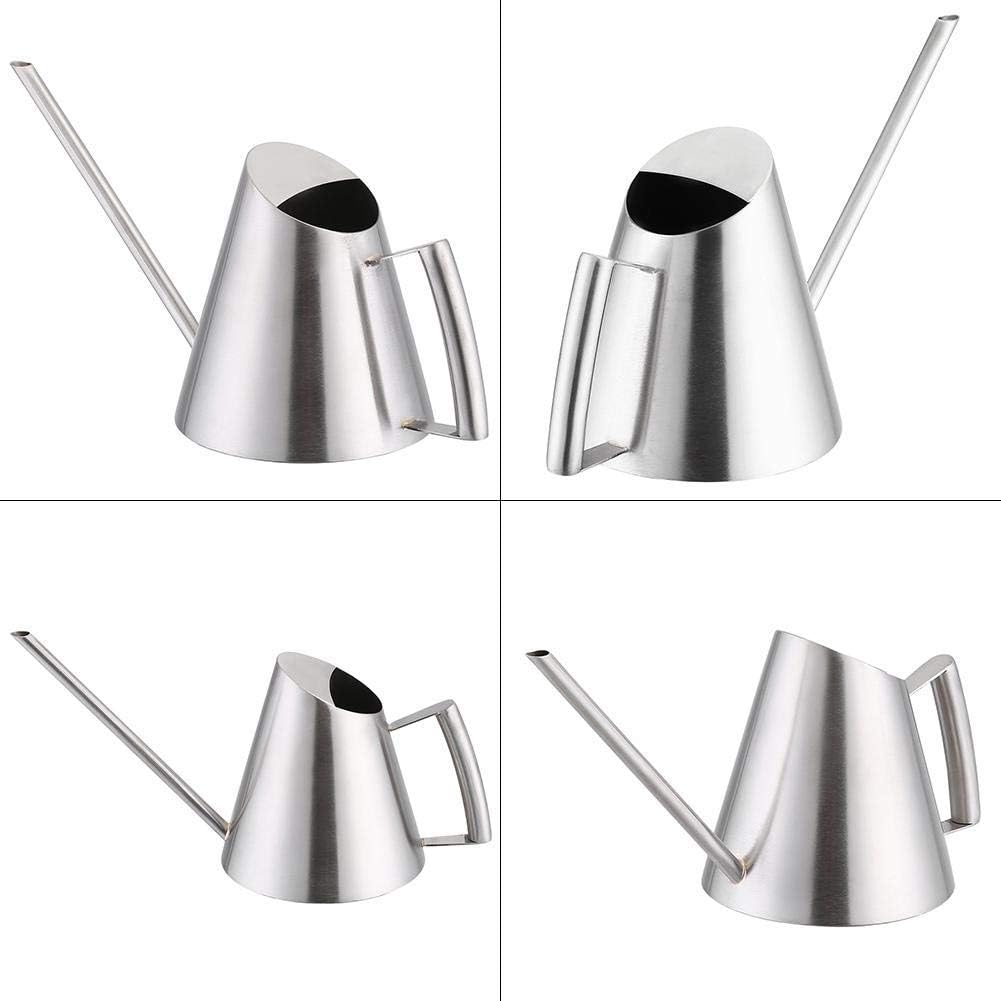 Mini-Giesskanne aus Edelstahl, modern, 400 ml, Lange Tülle, gebürstet, Silberfarben, für Zuhause und