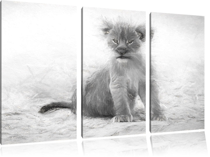 Pixxprint Verlassenes Löwenbaby als Leinwandbild/Grösse: 3 Teilig (120x80) cm/Wandbild/Kunstdruck/fe