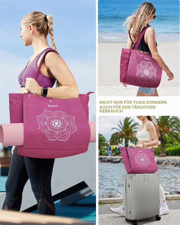 Gonex Yogatasche, Yogamatte Tasche mit Mehreren Taschen für Damen und Herren, Canvas wasserdichte To