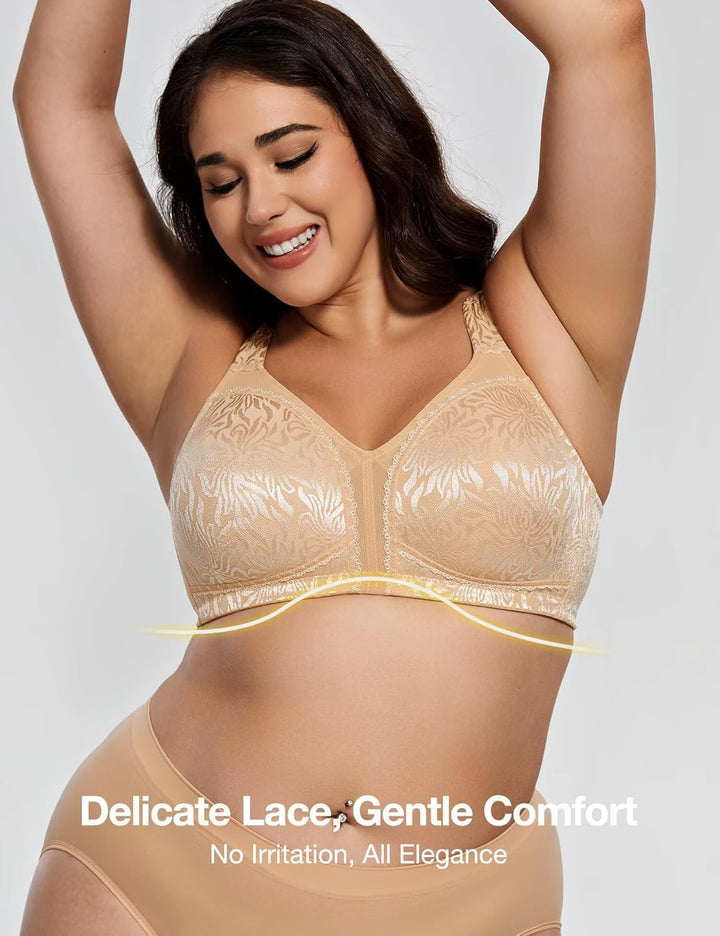 Deyllo Damen Vollschalen Minimizer BH Nicht Bügel Grosse Grössen BH Klassischer Dunkler Akt 80C, Dun