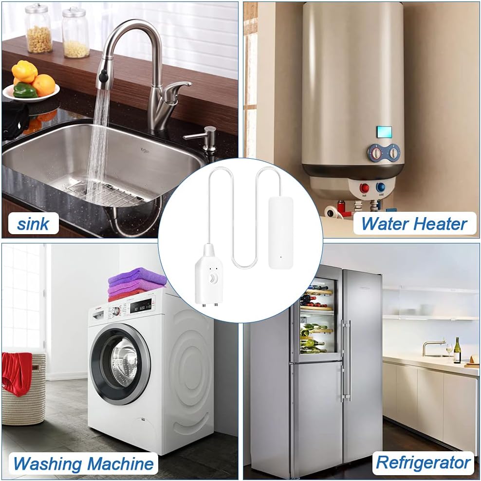 Wasseralarmsensor, WiFi-Wasser-Leckdetektor, Überlauf-Hochwasser-Leck-Alarme, Remote-Monitor-Leck-Le