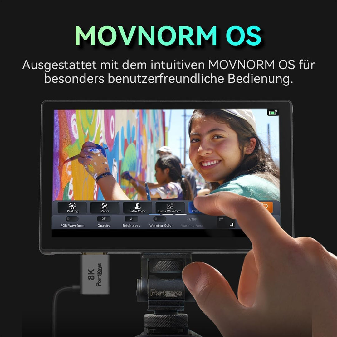 Portkeys PT5 III Kamera Feld Monitor 5,4" 800 Nits mit Touchscreen 3D LUT HDMI EIN/Ausgang 360° Colo