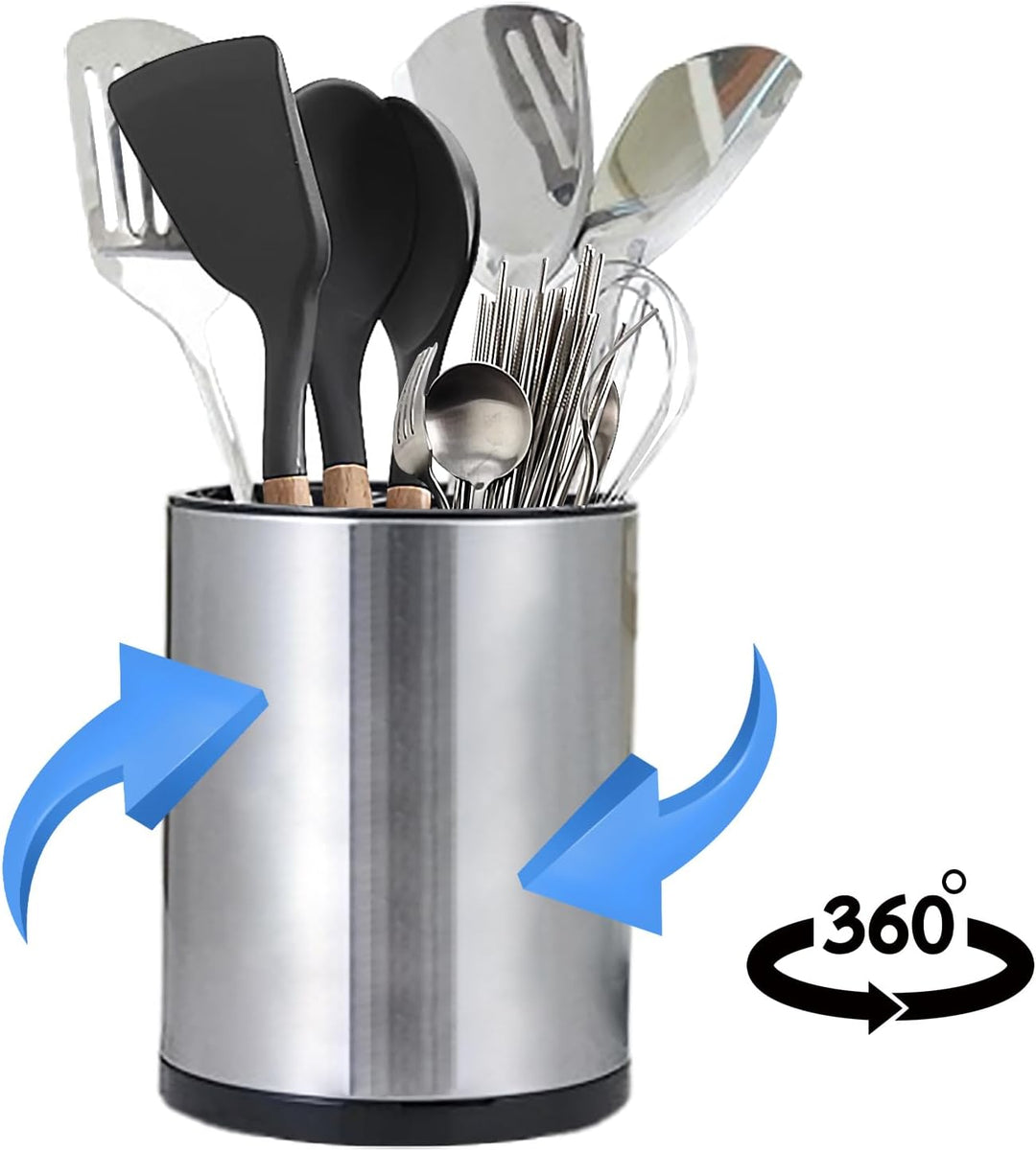 Syfunlv Küchen Utensil Behälter,360° Drehbar Küchenutensilienhalter aus Edelstahl 8.2 x6.7 in Küchen