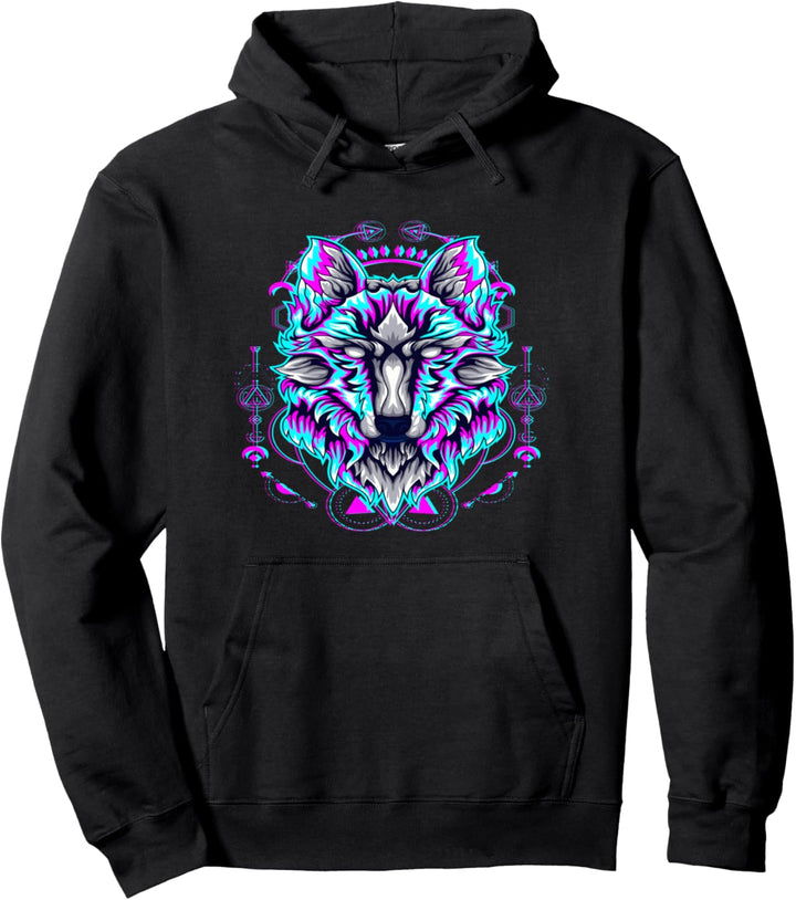 Wolf Head Graphic Pullover Hoodie