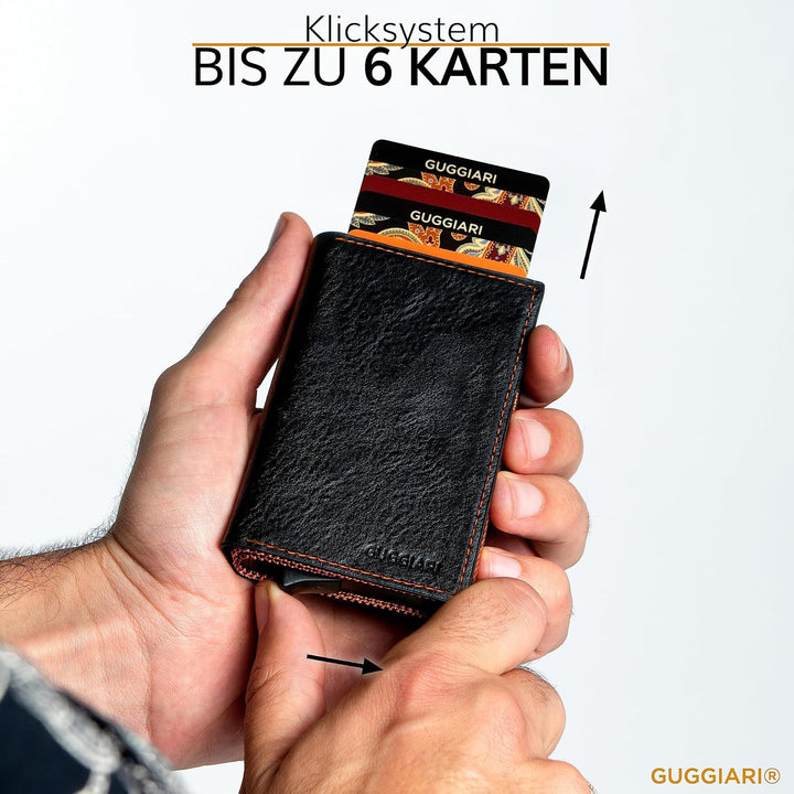 GUGGIARI® Kreditkartenetui - Kartenetui mit Münzfach/Kartenhalter mit Magnetverschluss - Aluminium R