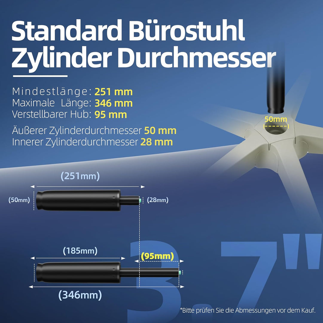 Mastery Mart Gasdruckfeder für Bürostühle, Länge 246mm - 346mm Gasdruckfedern, Gasdruckdämpfer Belas