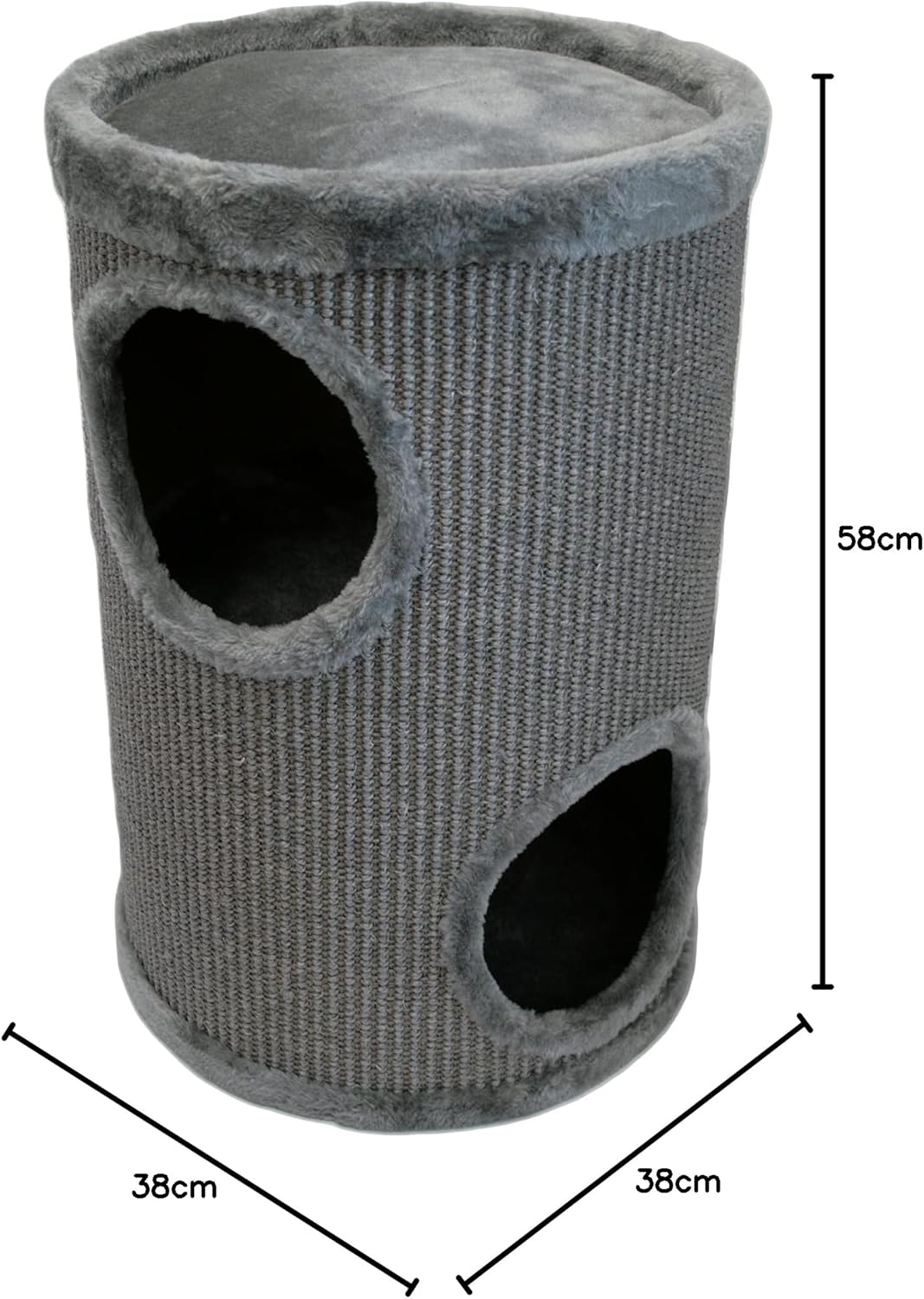 Bontoy Kratztonne Buddy in grau I 36 cm x 55 cm I mit weichem Liegebett I Zwei Höhlen