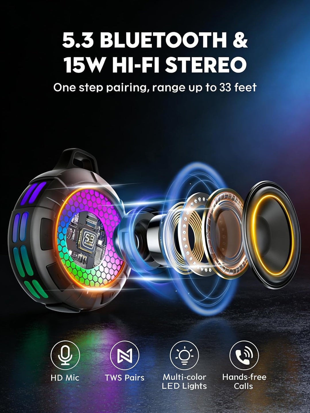 Ortizan Dusche Bluetooth Lautsprecher, Lautsprecher Dusche Bluetooth 5.3, IPX7 Wasserdicht 20H Stere