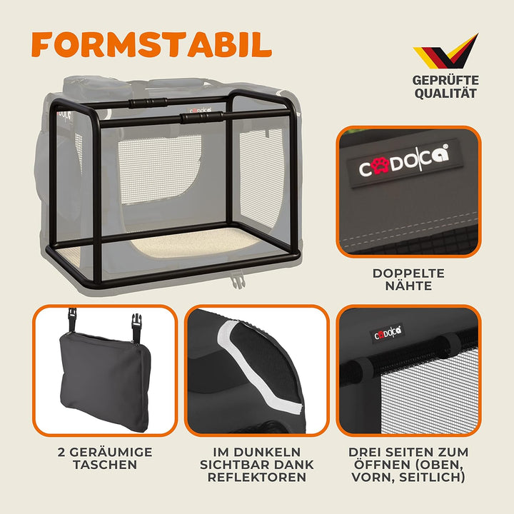 CADOCA® Hundebox XXL 90x60x66cm faltbar atmungsaktiv robust Auto Hundetransportbox Transporttasche H