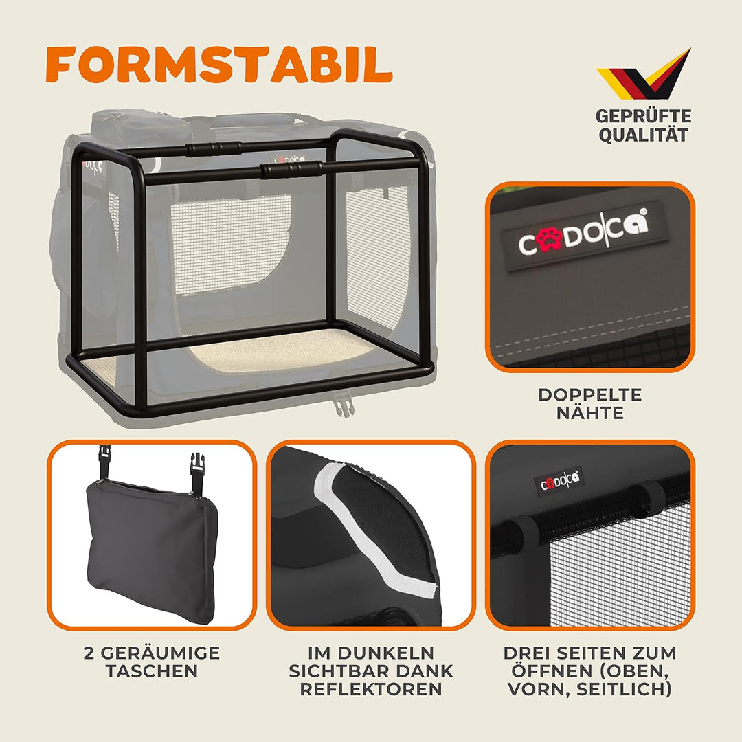 CADOCA® Hundebox Hundetransportbox faltbar robust L 70x52x50cm atmungsaktiv Transporttasche Haustier
