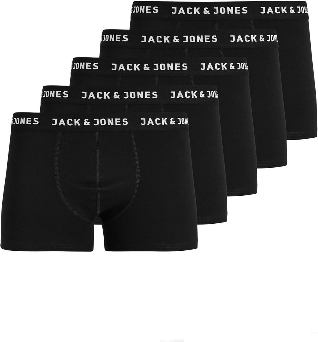 JACK & JONES Male Trunks 5er-Pack Herrenunterwäsche in Grösse XS–XXL S Schwarz, S Schwarz