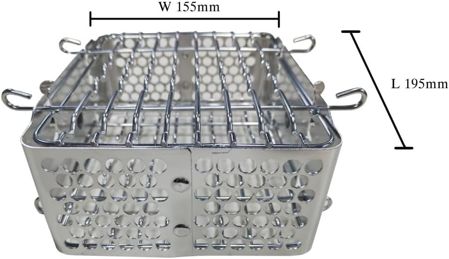 Edelstahl Drehspiesskorb – Verstellbarer Rotisserie Grillkorb für Gas-, Holzkohle- & Kugelgrills – S