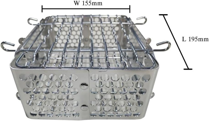 Edelstahl Drehspiesskorb – Verstellbarer Rotisserie Grillkorb für Gas-, Holzkohle- & Kugelgrills – S