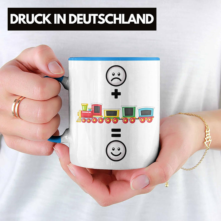 Trendation - Eisenbahn Tasse Geschenk für Eisenbahner Modelleisenbahn :(+ Eisenbahner = :) Lustige G