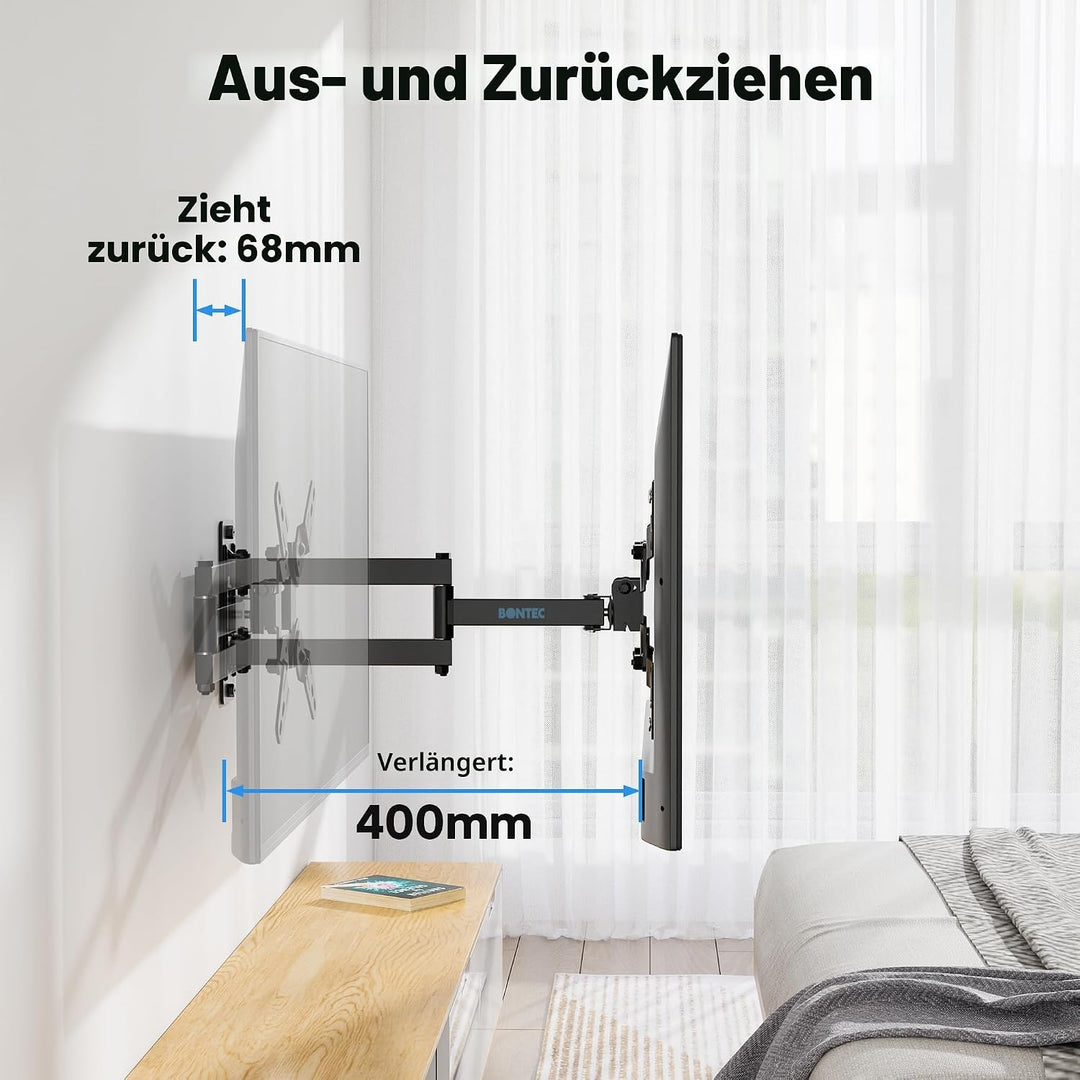 BONTEC TV Monitor Wandhalterung für 13-42 Zoll LED LCD OLED Flachbildschirm und Curved TVs bis zu 25