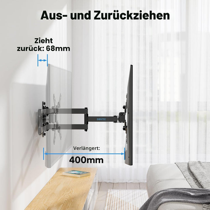 BONTEC TV Monitor Wandhalterung für 13-42 Zoll LED LCD OLED Flachbildschirm und Curved TVs bis zu 25