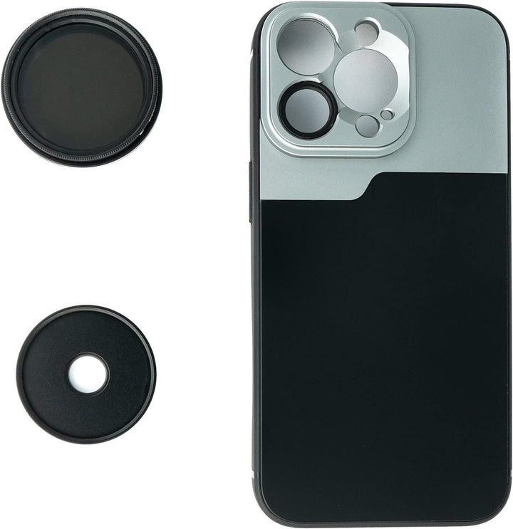 System-S ND Vario Filter 37 mm 2 bis 4000 Neutraldichte mit Hülle für iPhone 13 Pro Schwarz