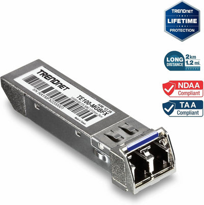 TRENDnet TE100-MGBFX 100Base-FX SFP Multi-Mode LC Modul, Kompatibel mit Mini-GBIC, Unterstützt 1310