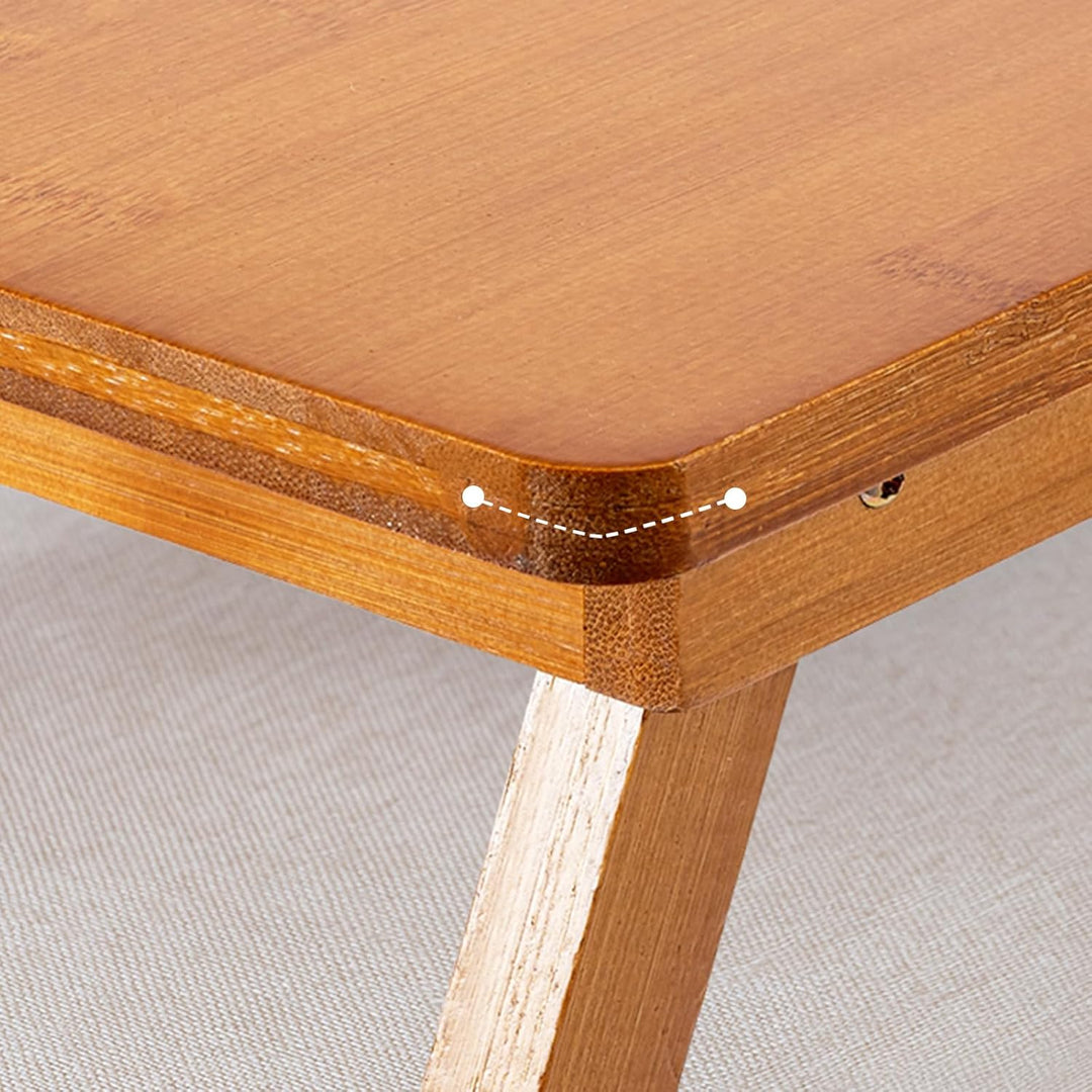 Niedriger Klapptisch aus Bambus 67x34x27 cm – Kleiner Faltbarer Beistelltisch für Balkon, Camping, S
