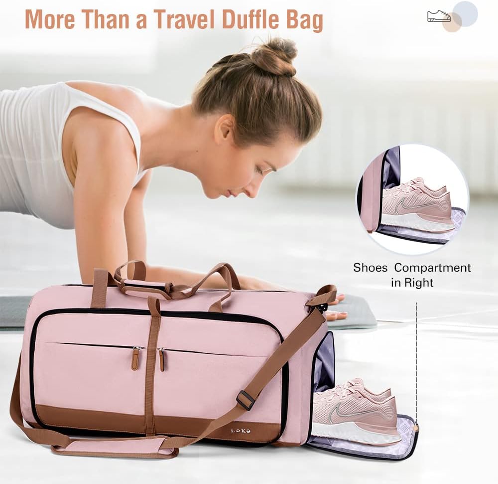Lekesky Reisetasche Grosse 80L mit Schuhfach, Faltbare Reisetasche Weekender Damen fur Reisen, Krank