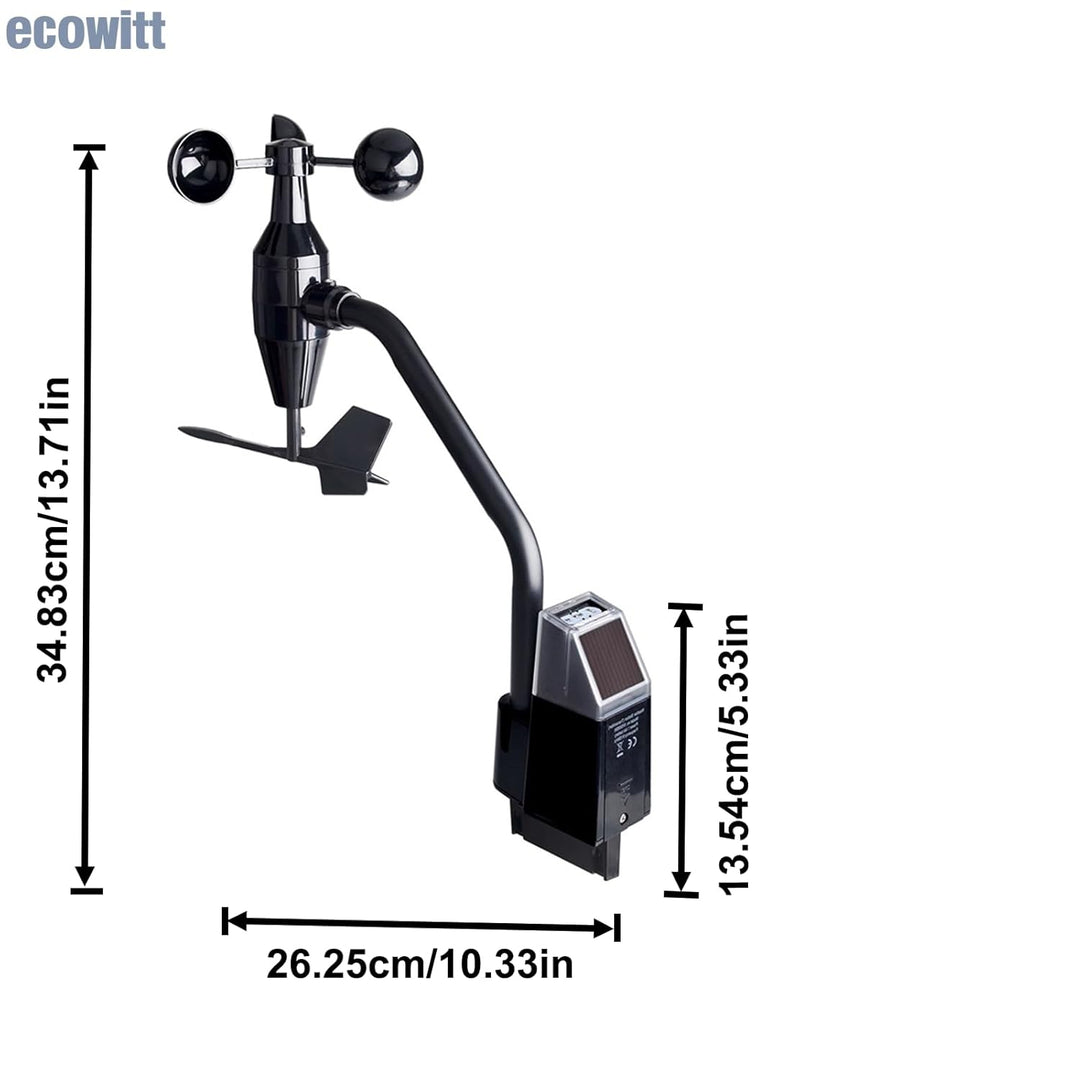 ECOWITT Wetterstation, drahtloser Anemometer, solarbetriebener Windgeschwindigkeits- und Richtungsse