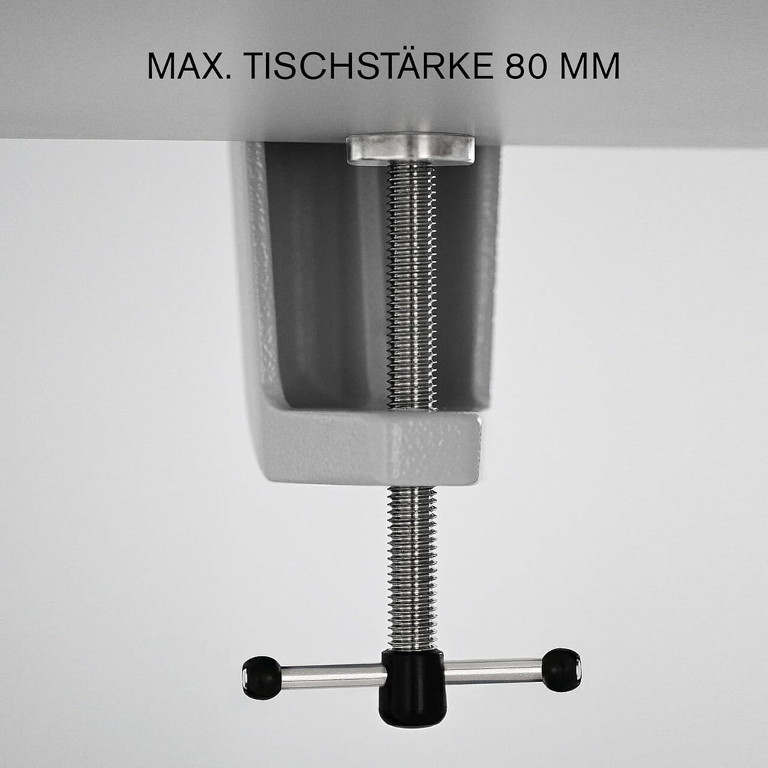 BERNSTEIN Spannfix Kugelgelenk-Schraubstock Drehbar 360° + 45° Neigbar | Weiss | Zum Anklemmen an di