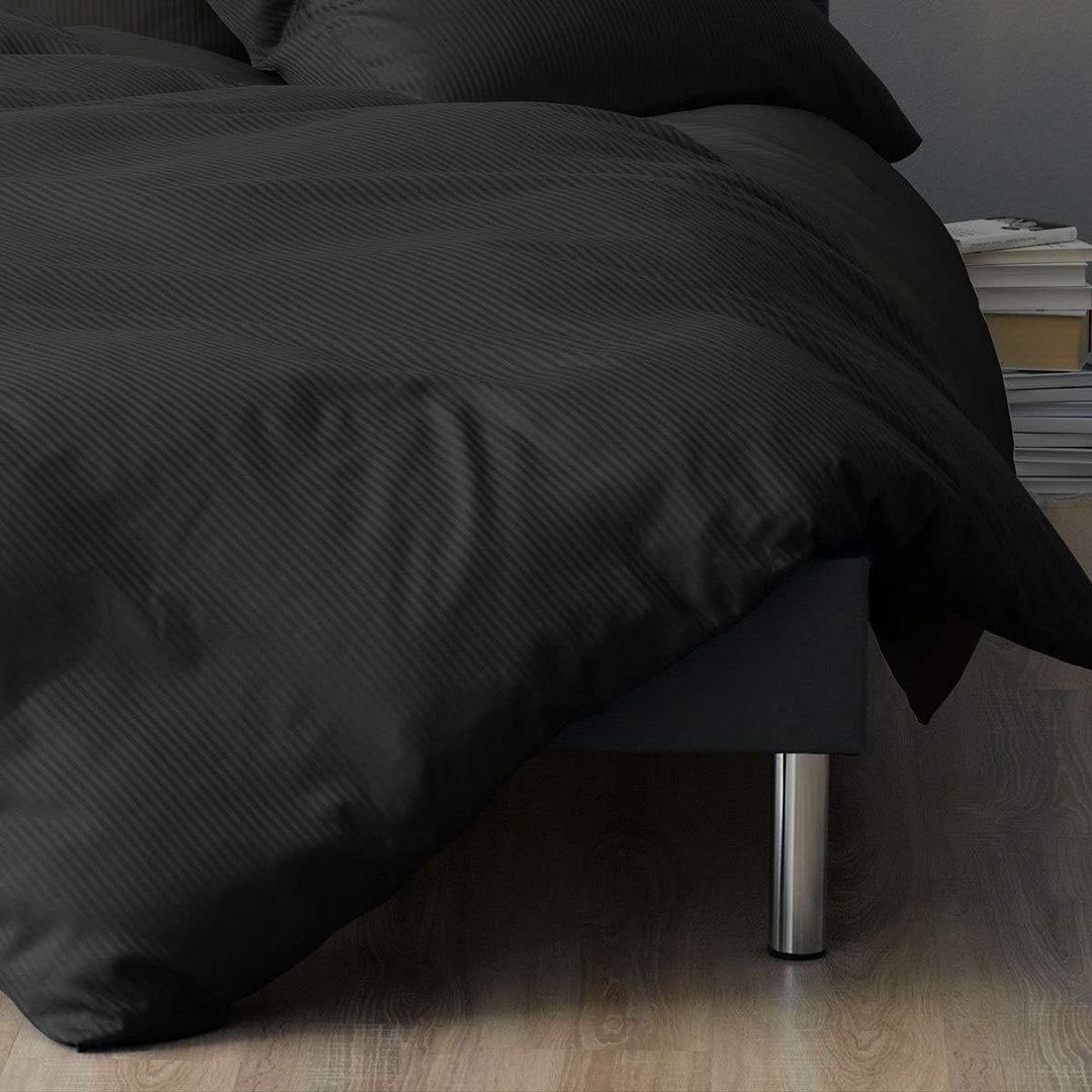 Lorena Mako-Satin Bettwäsche Venedig anthrazit 1 Bettbezug 155 x 220 cm + 1 Kissenbezug 80 x 80 cm 1