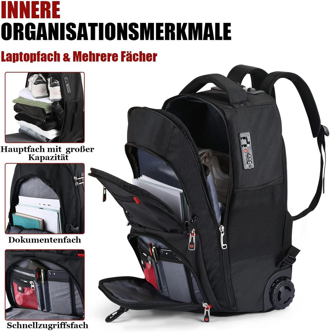 star cloud Extra Grosser Trolley Rucksack mit Rollen Wasserfest, 18 inch-Laptopfach, 22,5x15x10 inch