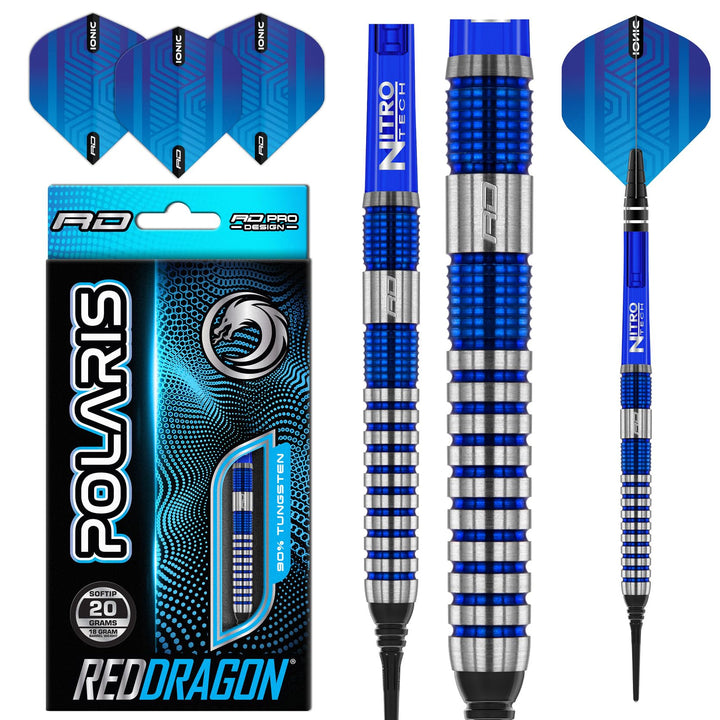 RED DRAGON Polaris Wolfram Professional Darts Set mit Flights and Nitrotech Shafts (Stems) 20.0 Gram