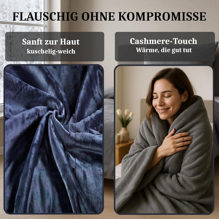 MALIKA Winter Plüsch Bettwäsche Nicky-Teddy Cashmere Coral Fleece 135x200 155x220 200, Grösse:135 x