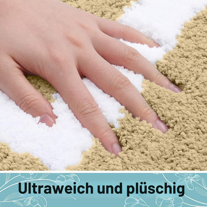 Homaxy Badezimmerteppich Set rutschfest Badematten Set 2 teilig Weiche Mikrofaser Flauschige Badtepp