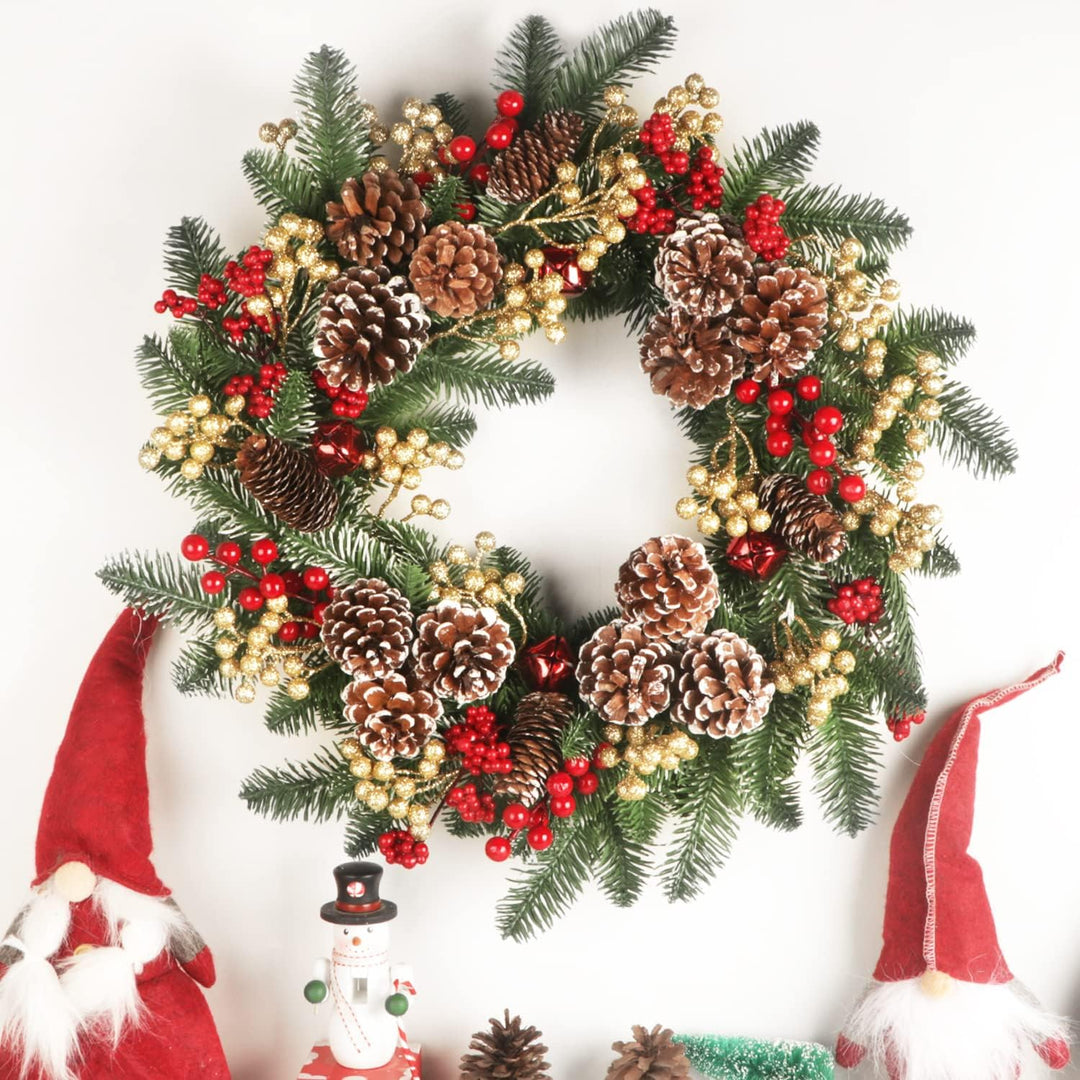 Fangoo 20 Pack 18cm Künstliche Goldene Beeren für Weihnachtsbaum Deko Stechpalmenbeeren Zweige Dekor