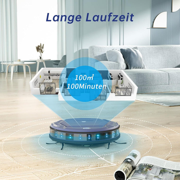 OKP Saugroboter, 2100Pa Staubsauger Roboter mit WLAN Superschlank Staubsaugerroboter App Alexa Sprac
